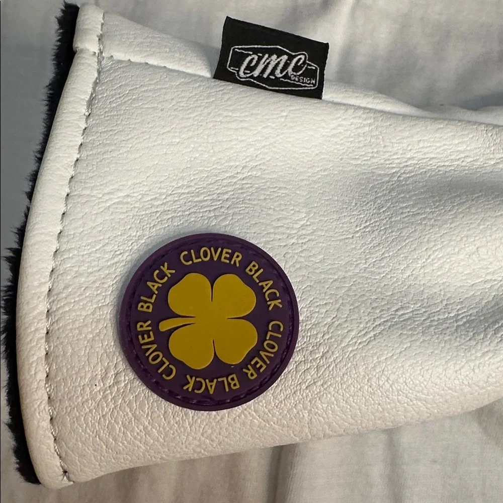 White 'Live Lucky' Floral Clover Headcover with Multicolor Accents